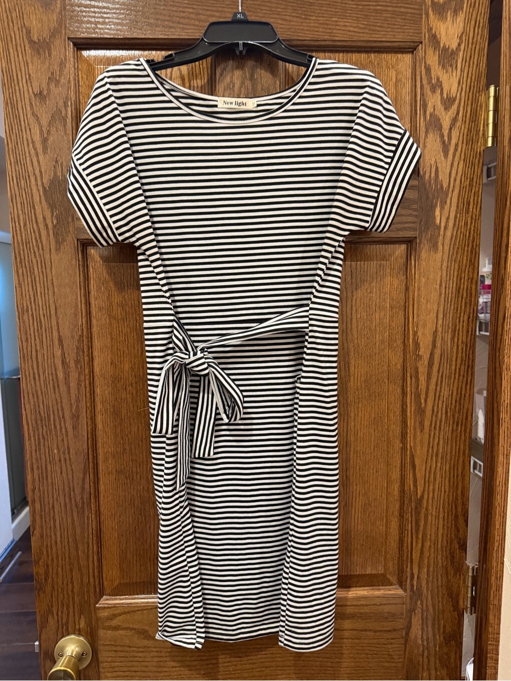 Amazon Black and White Striped Tie-Waist Dress